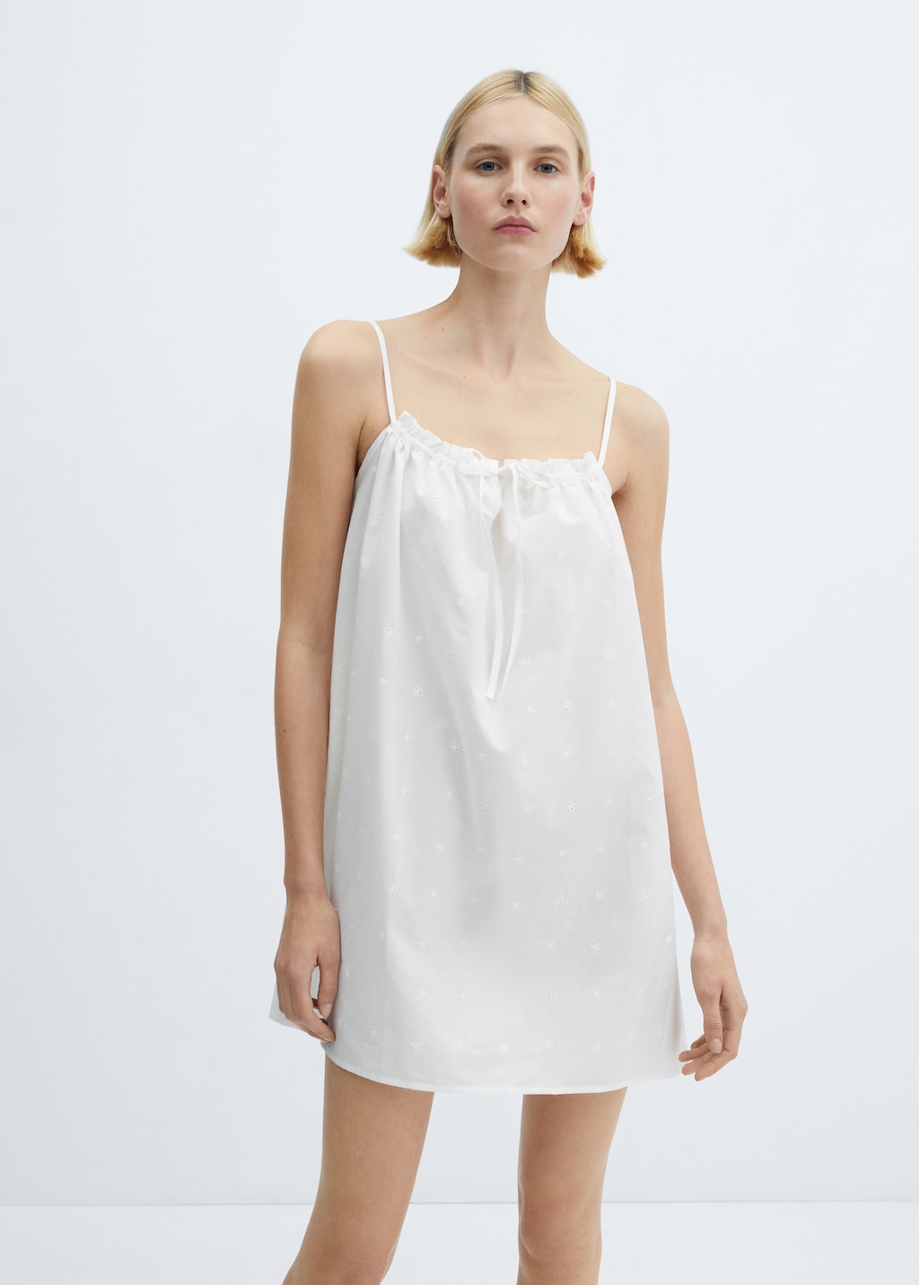 Short white cotton nightgown sale