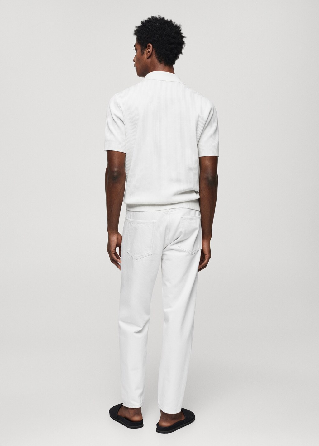 Short-sleeved ribbed polo shirt - Reverse of the article