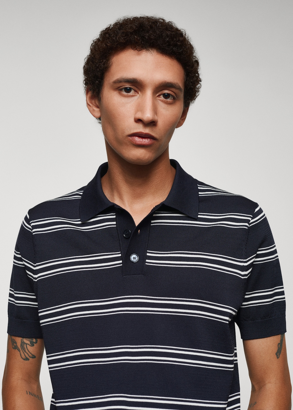 Striped jersey polo shirt - Details of the article 1