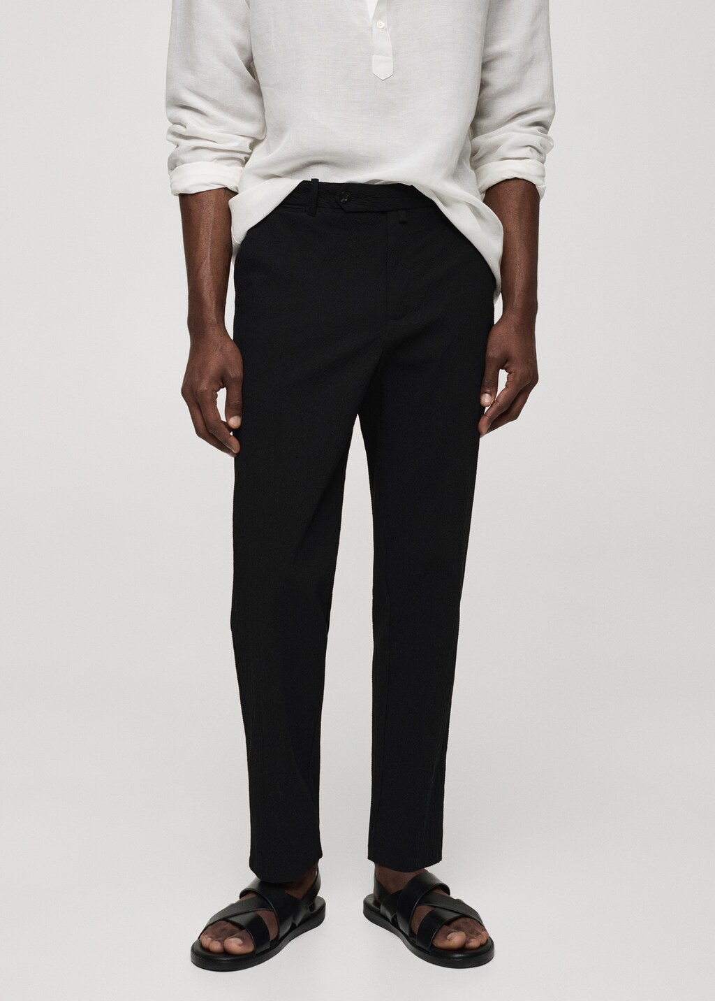 Seersucker cotton trousers - Medium plane