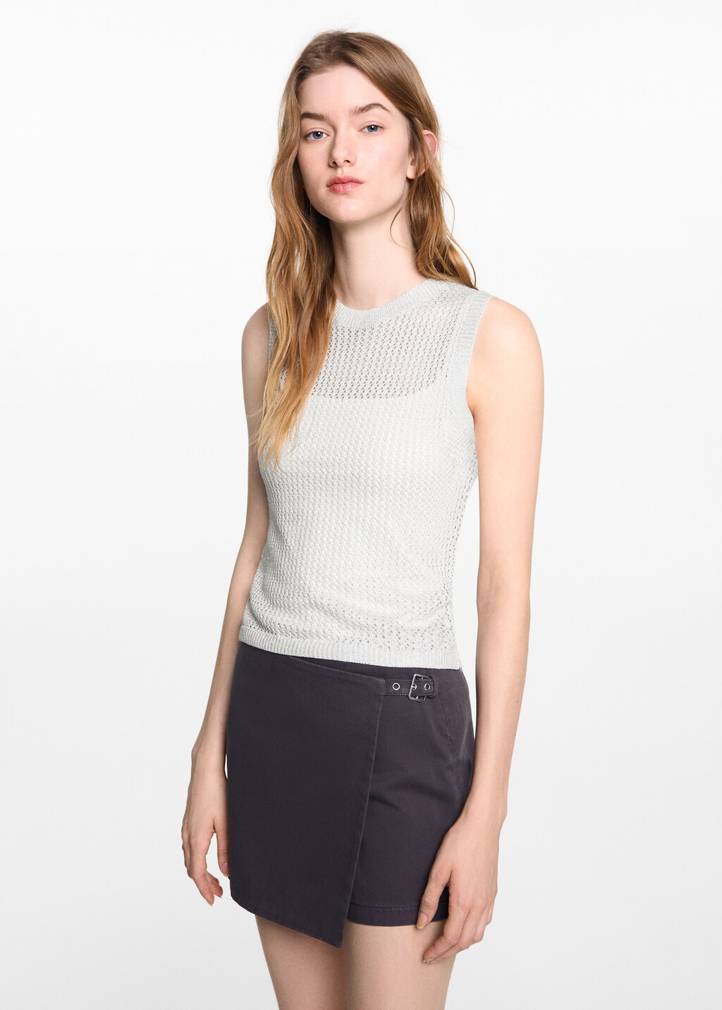 Openwork knitted lurex top - Medium plane