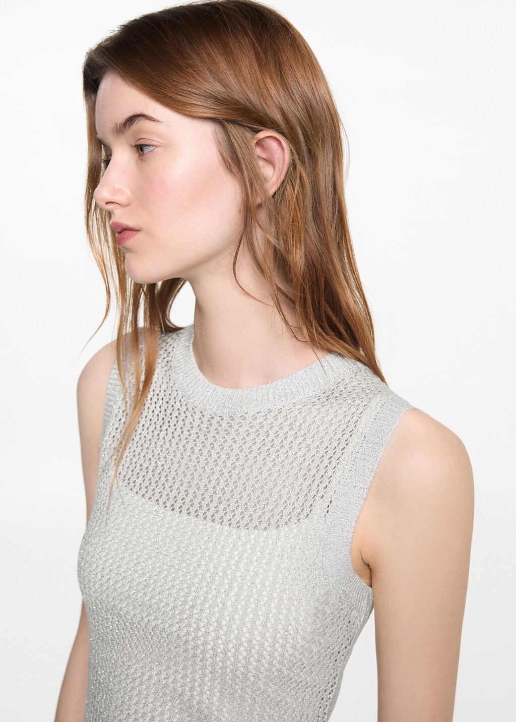 Openwork knitted lurex top - Details of the article 1