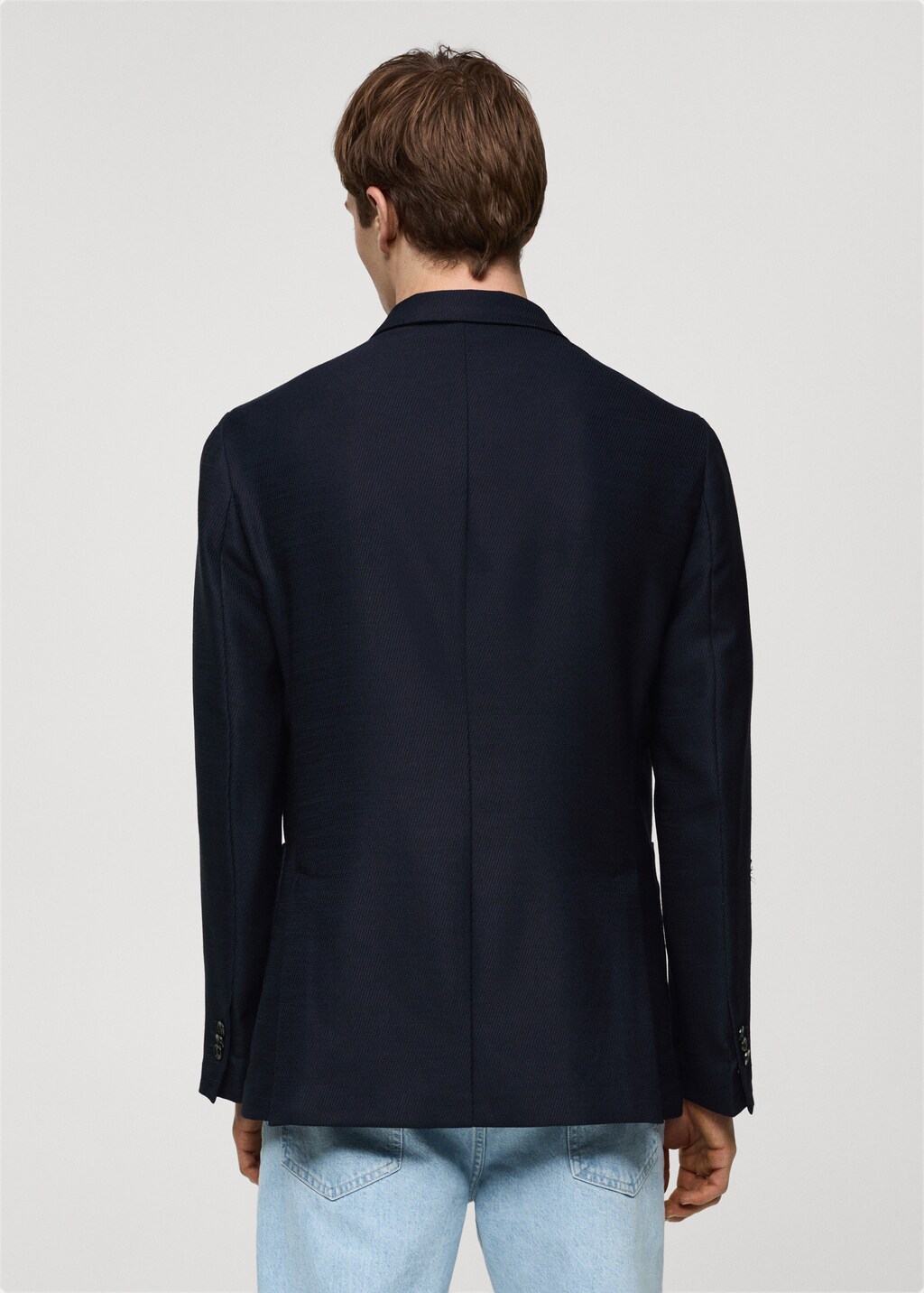 100% virgin wool twill double-breasted jacket - Reverse of the article