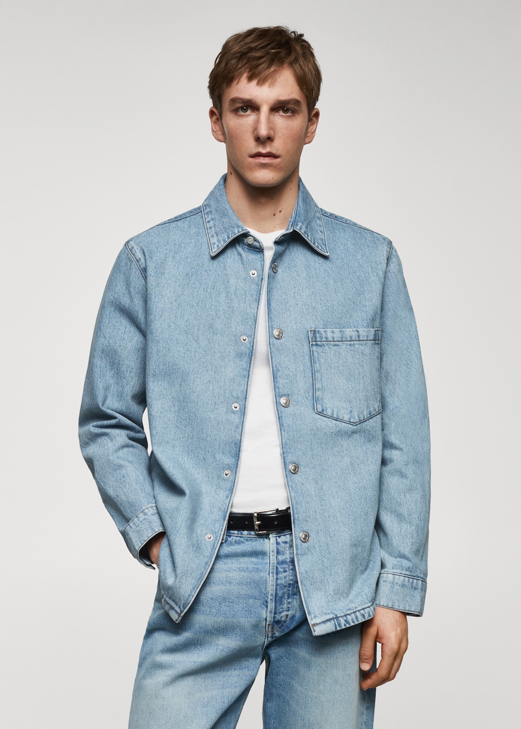 Πουκάμισο overshirt denim τσέπη - Μεσαίο πλάνο