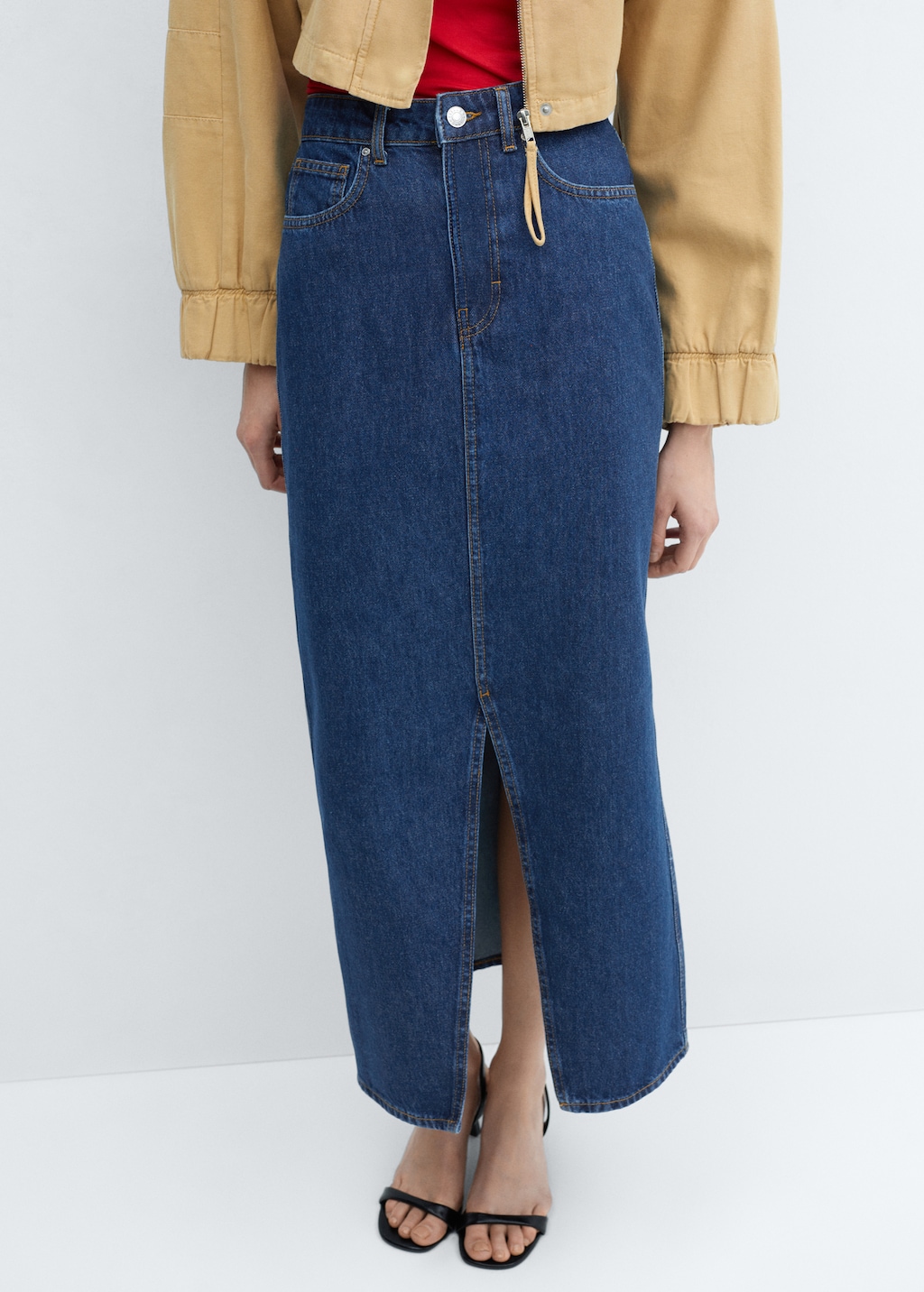 Slit denim skirt - Medium plane