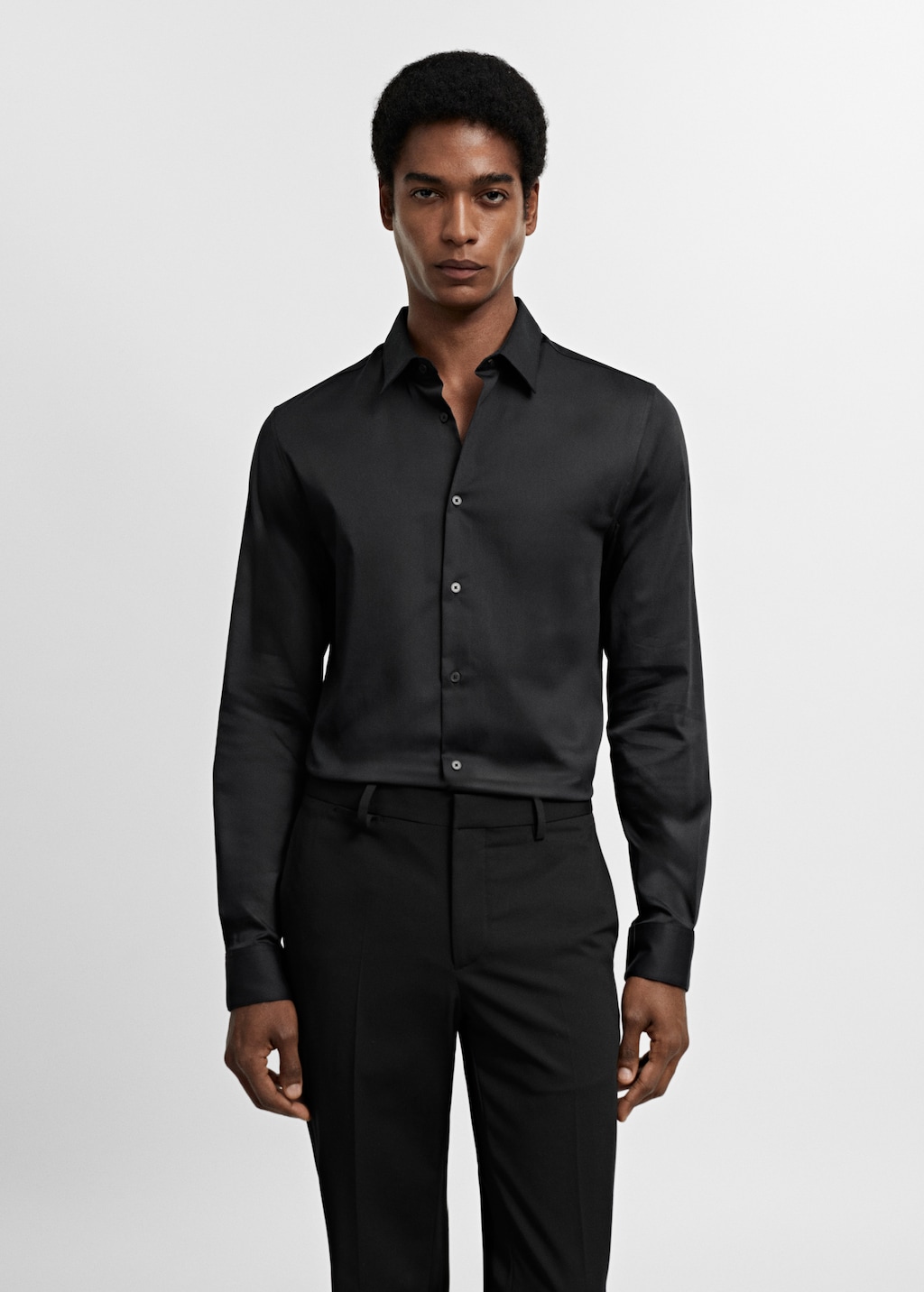 Super slim-fit poplin suit shirt - Medium plane