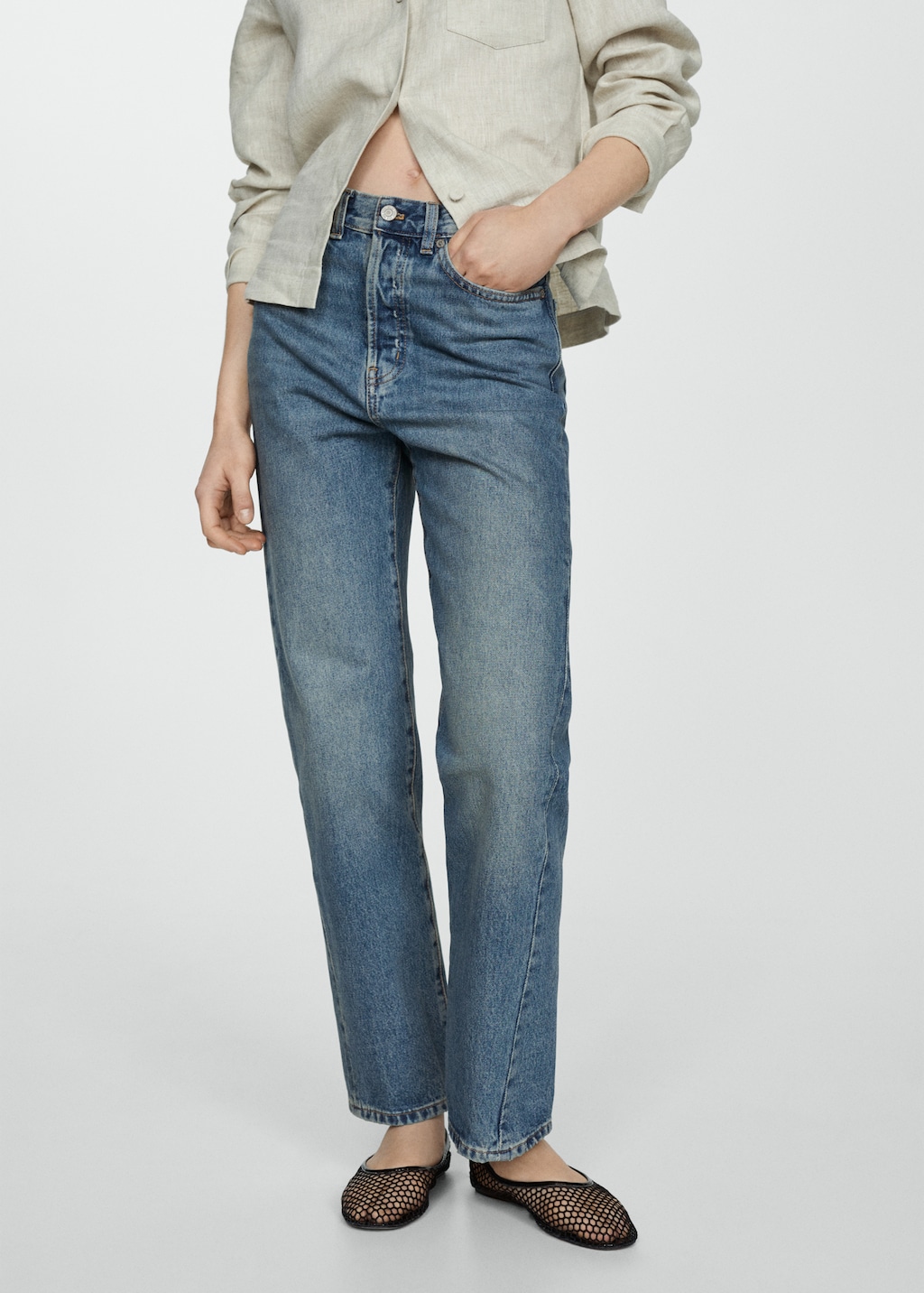 Straight jeans with forward seams - Medium plane