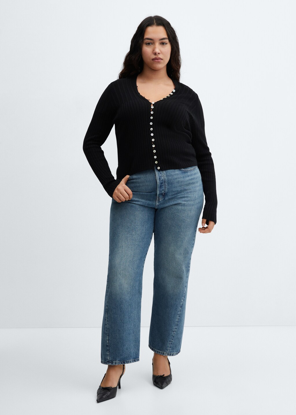 Straight jeans with forward seams - Details of the article 3