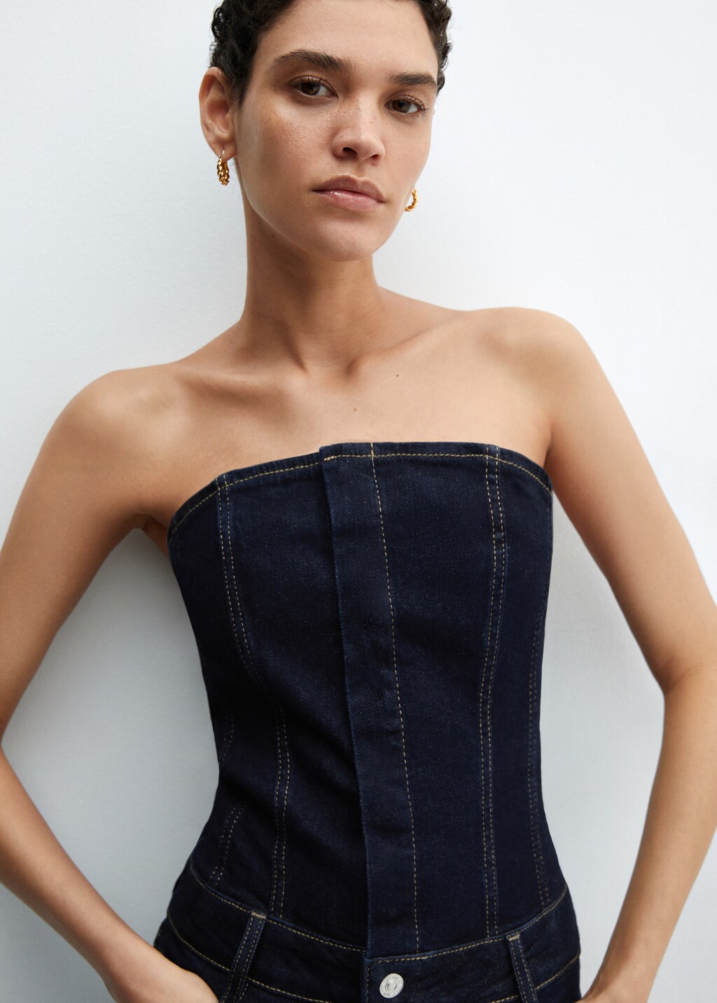 Strapless denim jumpsuit - Details of the article 1