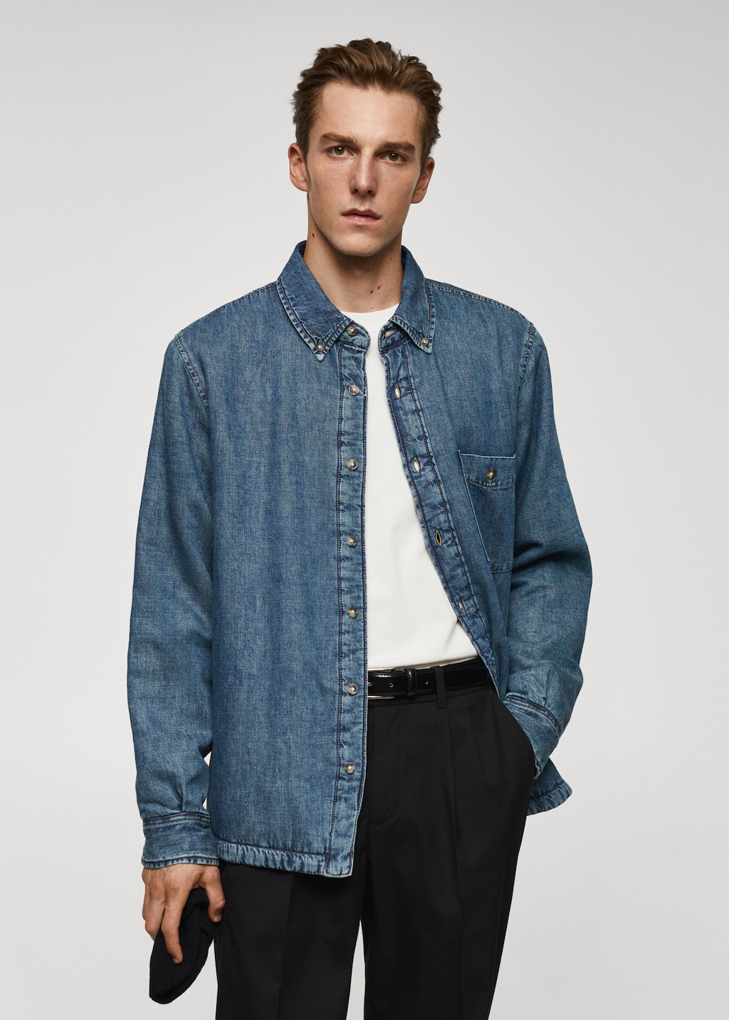 Gestepptes Jeans-Overshirt - Mittlere Ansicht