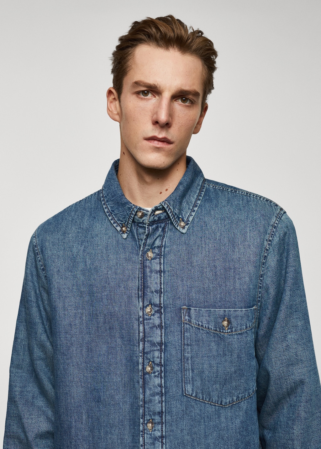 Quilted denim overshirt - Details of the article 1