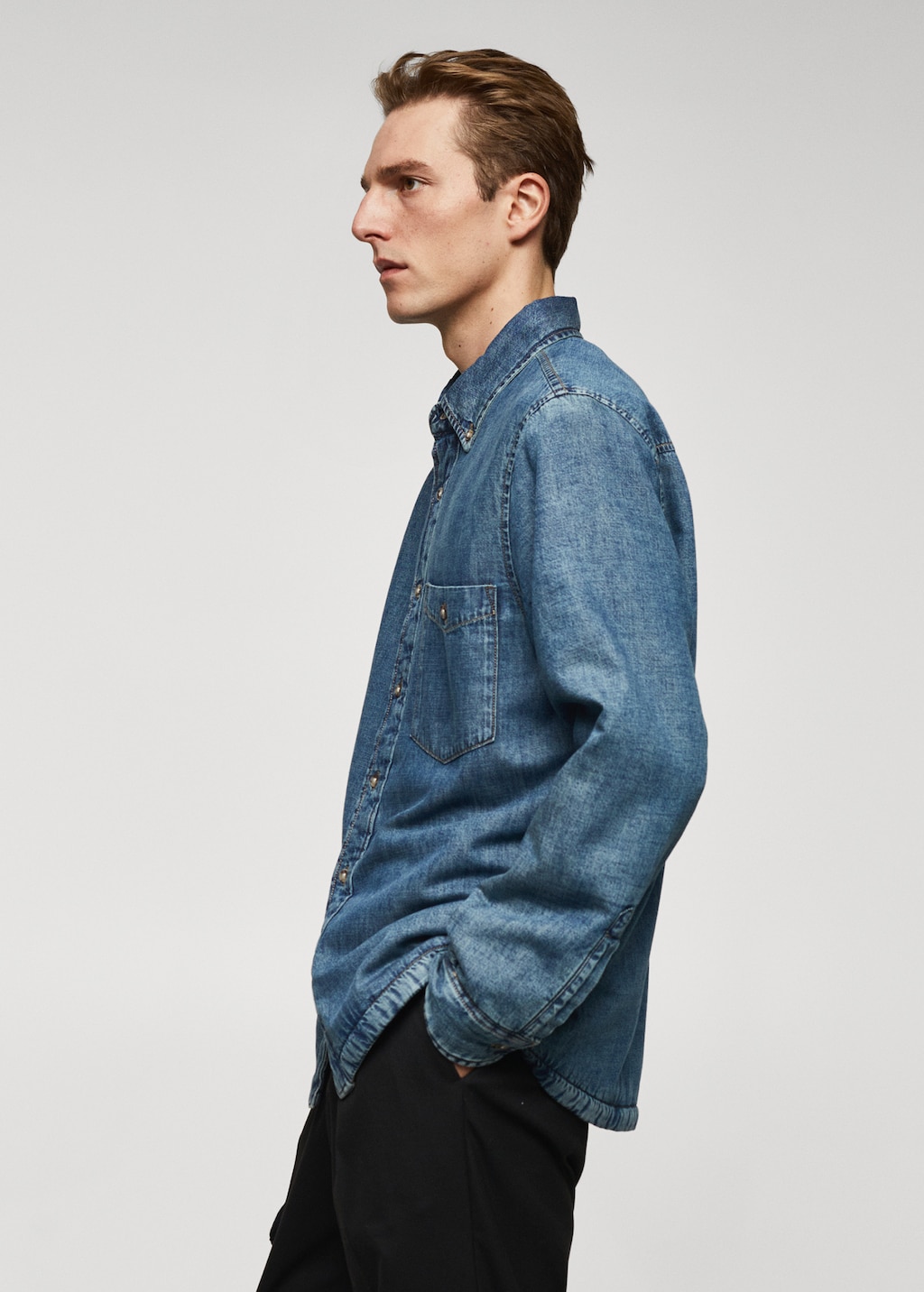 Quilted denim overshirt - Details of the article 2