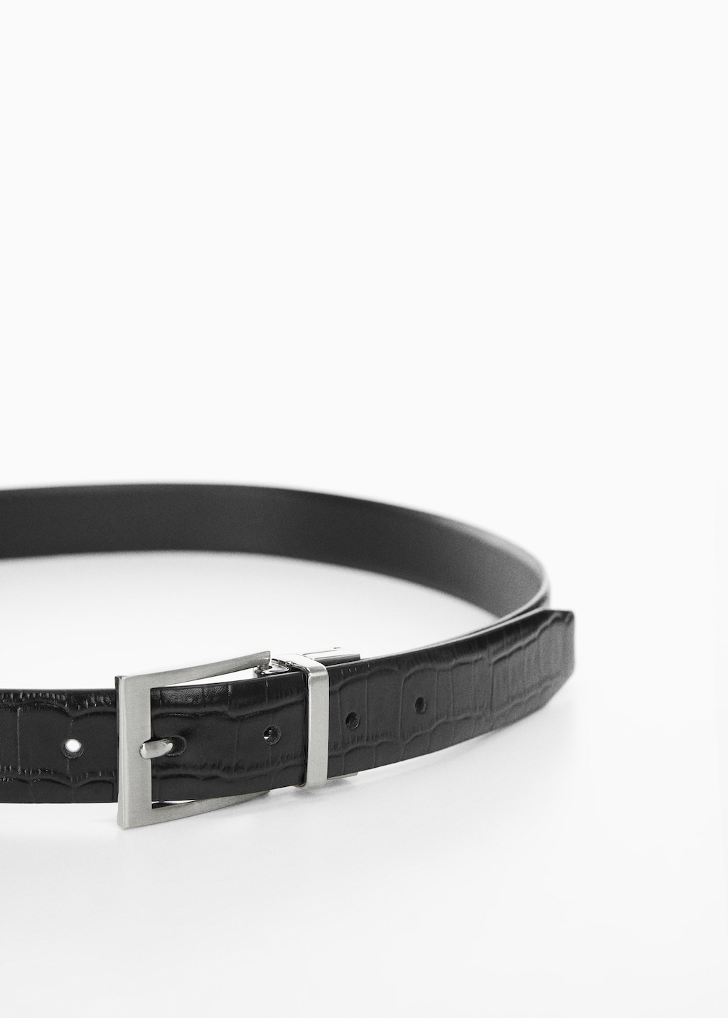 Croc-effect leather belt - Medium plane