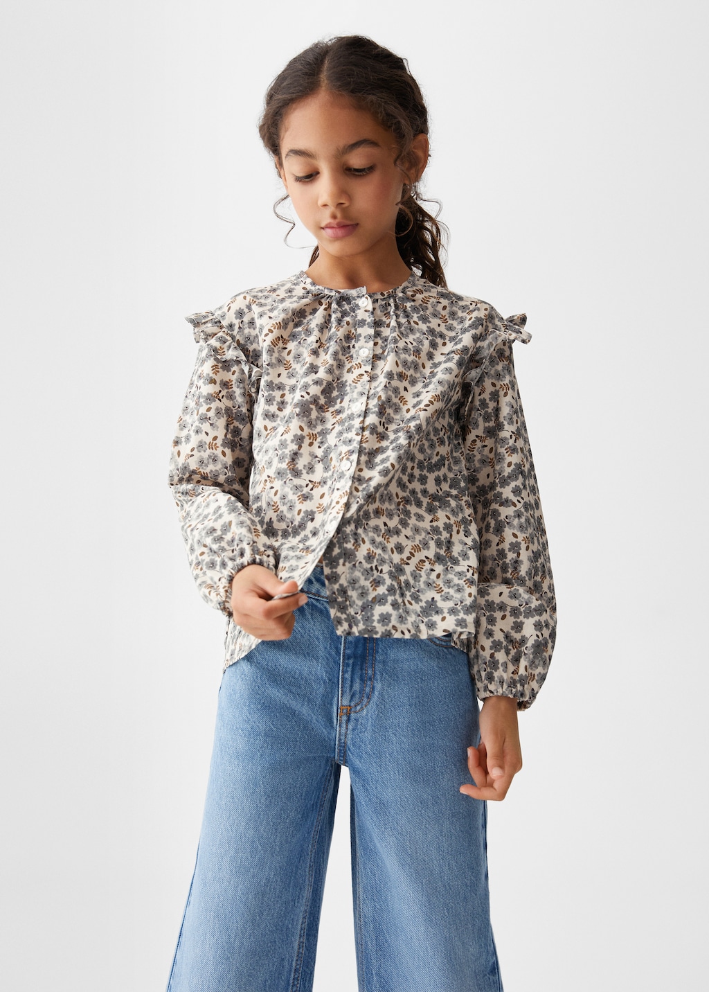 Printed cotton blouse - Medium plane