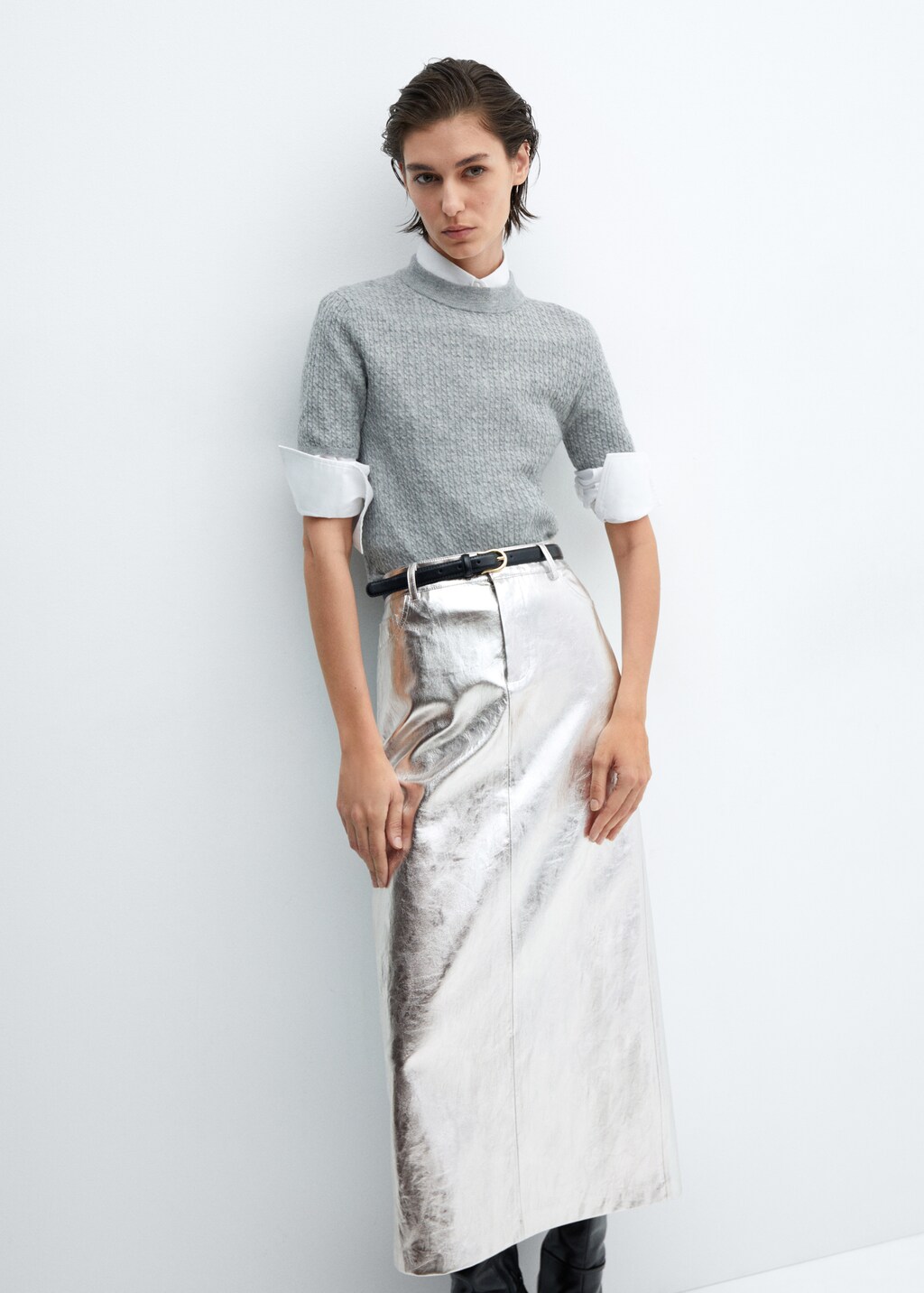 Metallic midi skirt - Details of the article 2