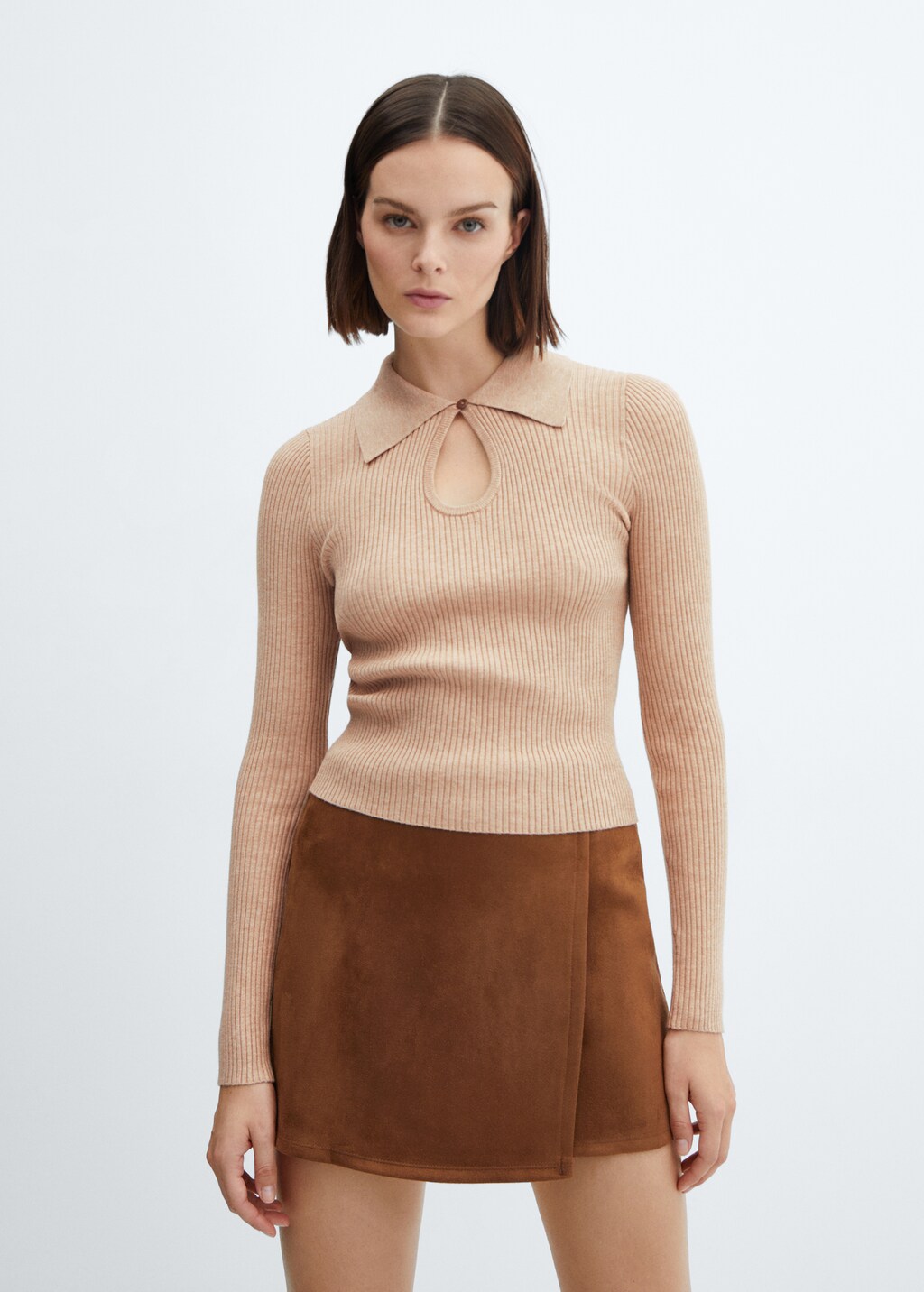 Polo neck opening sweater - Medium plane