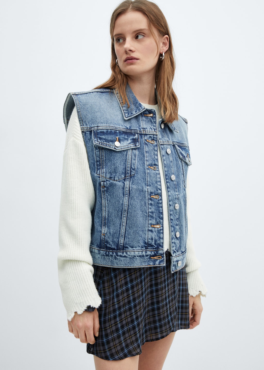 Oversized denim gilet - Medium plane