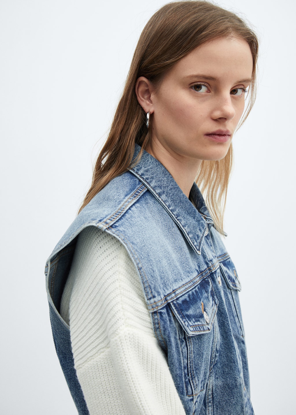 Oversized denim gilet - Details of the article 1