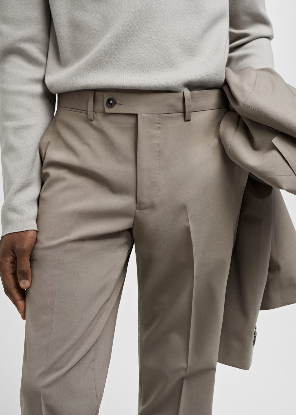 Slim fit wool suit trousers - Details of the article 1