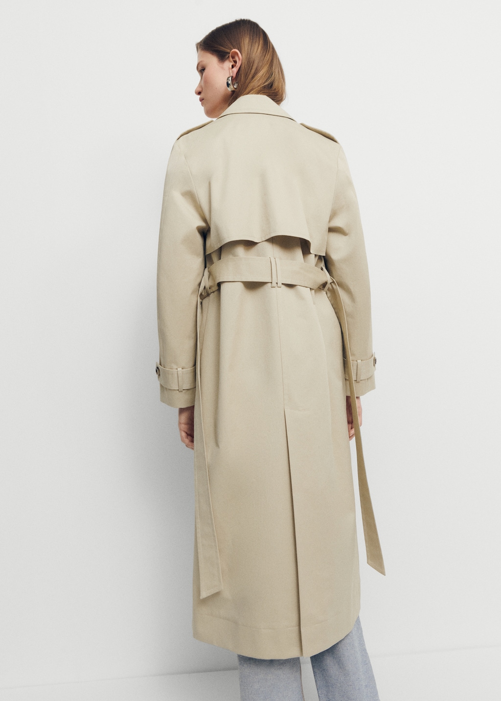 Cotton trench coat with shirt collar - Reverse of the article