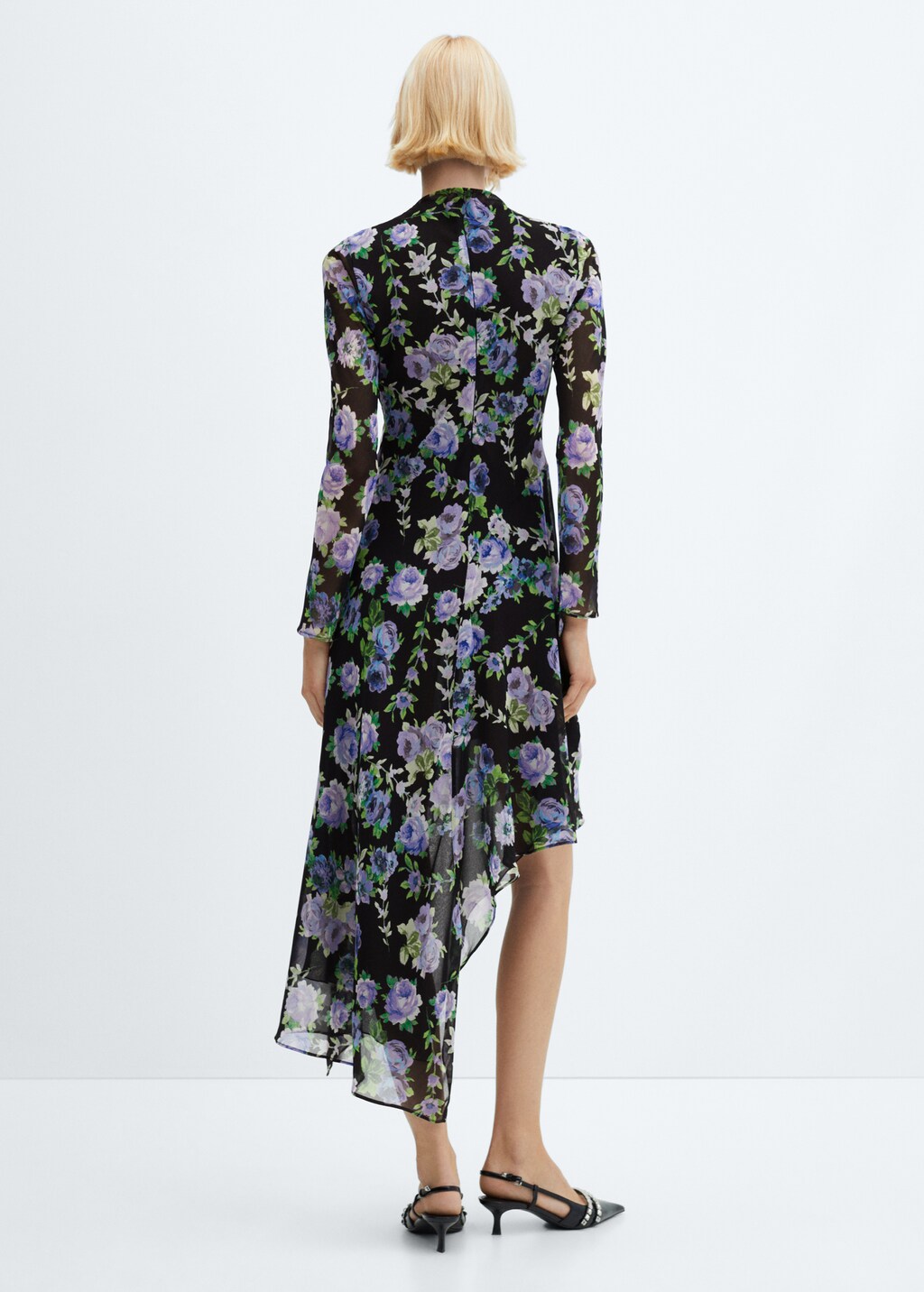 Asymmetrical floral dress - Reverse of the article