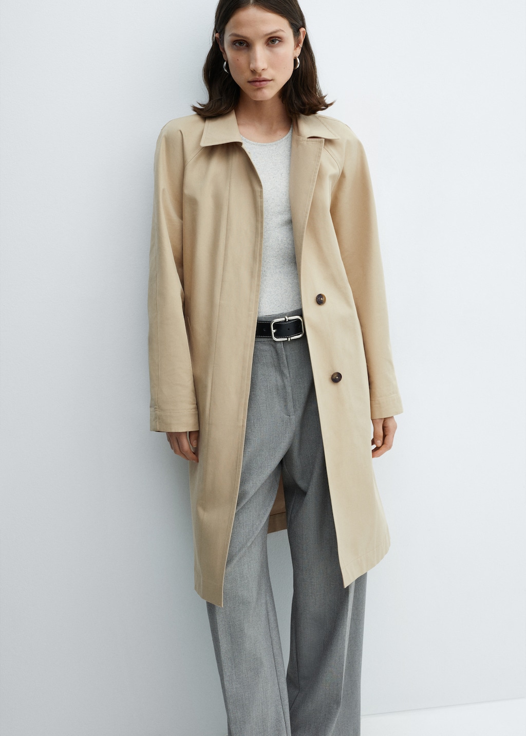 Cotton trench coat with belt - Medium plane