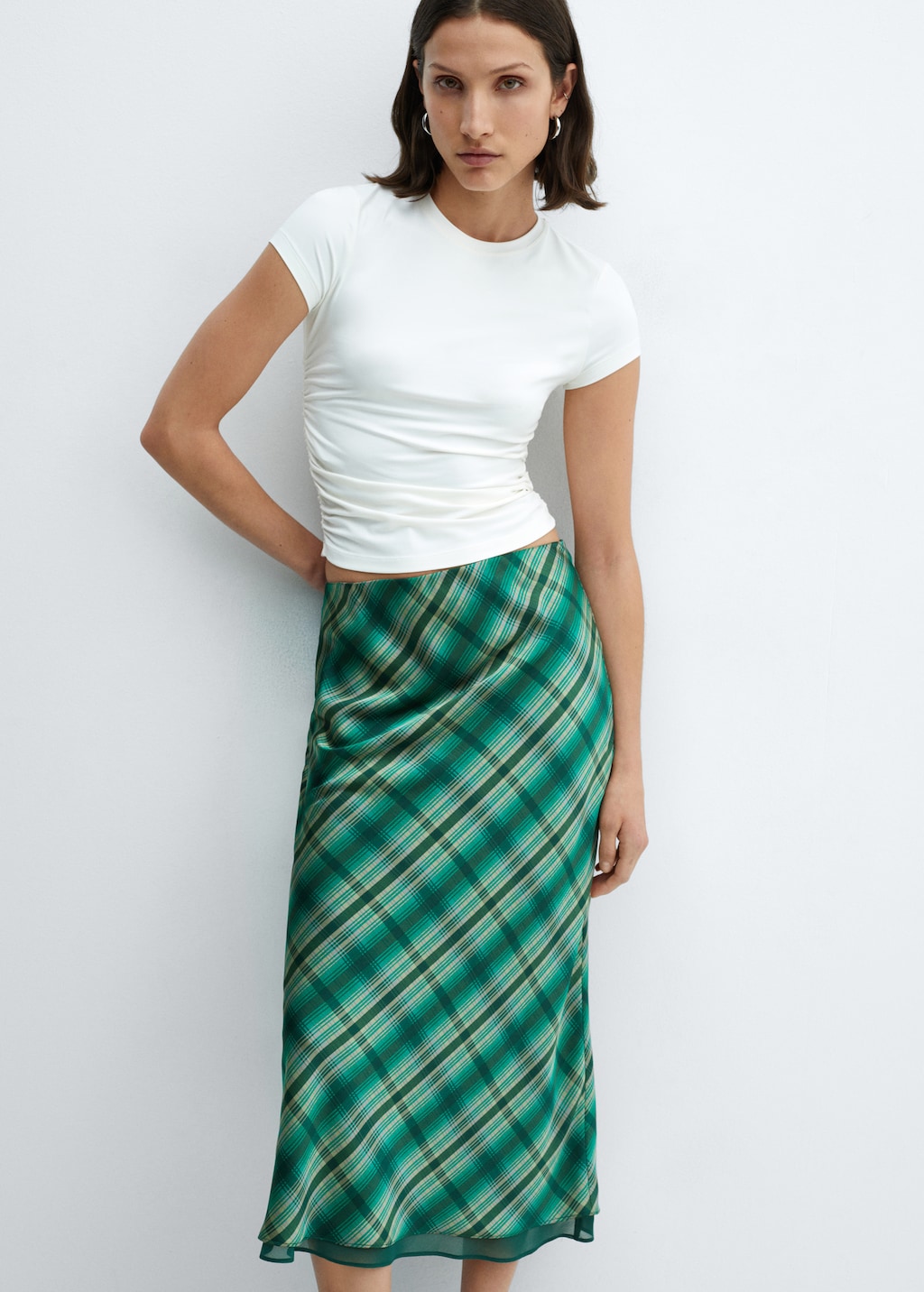 Satin check skirt - Details of the article 1