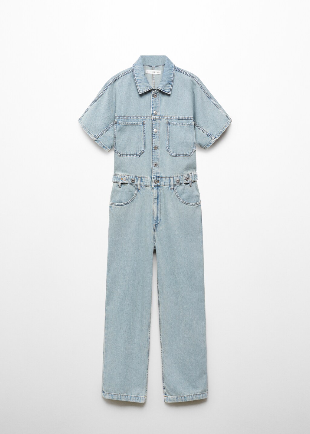 Denim jumpsuit with multi-position buttons - Article without model