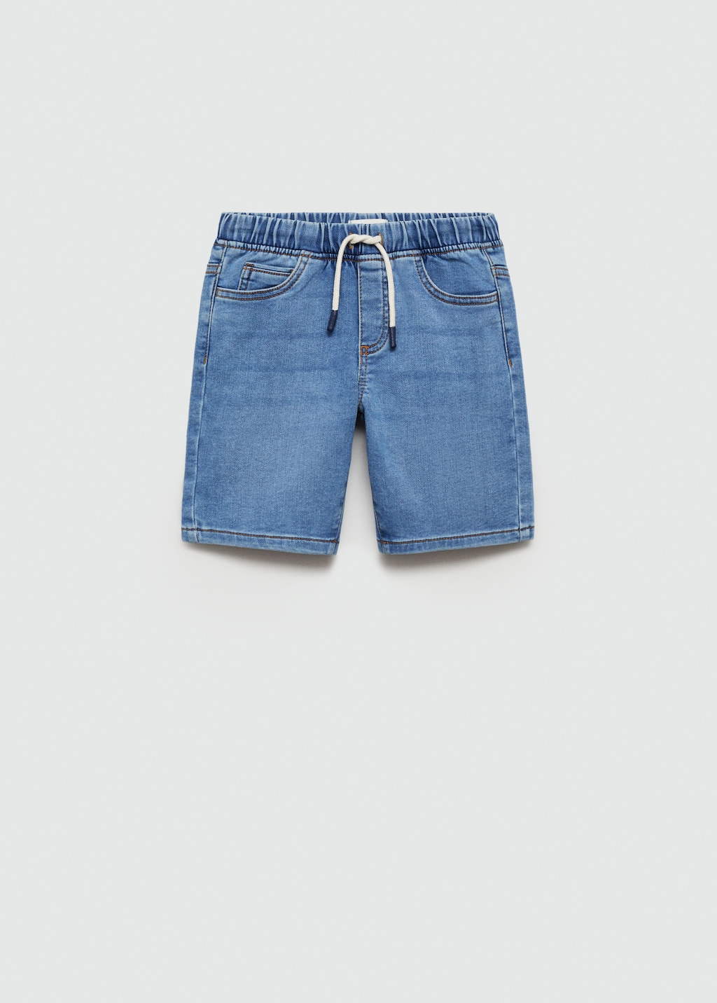 Elastic waist denim Bermuda shorts - Article without model