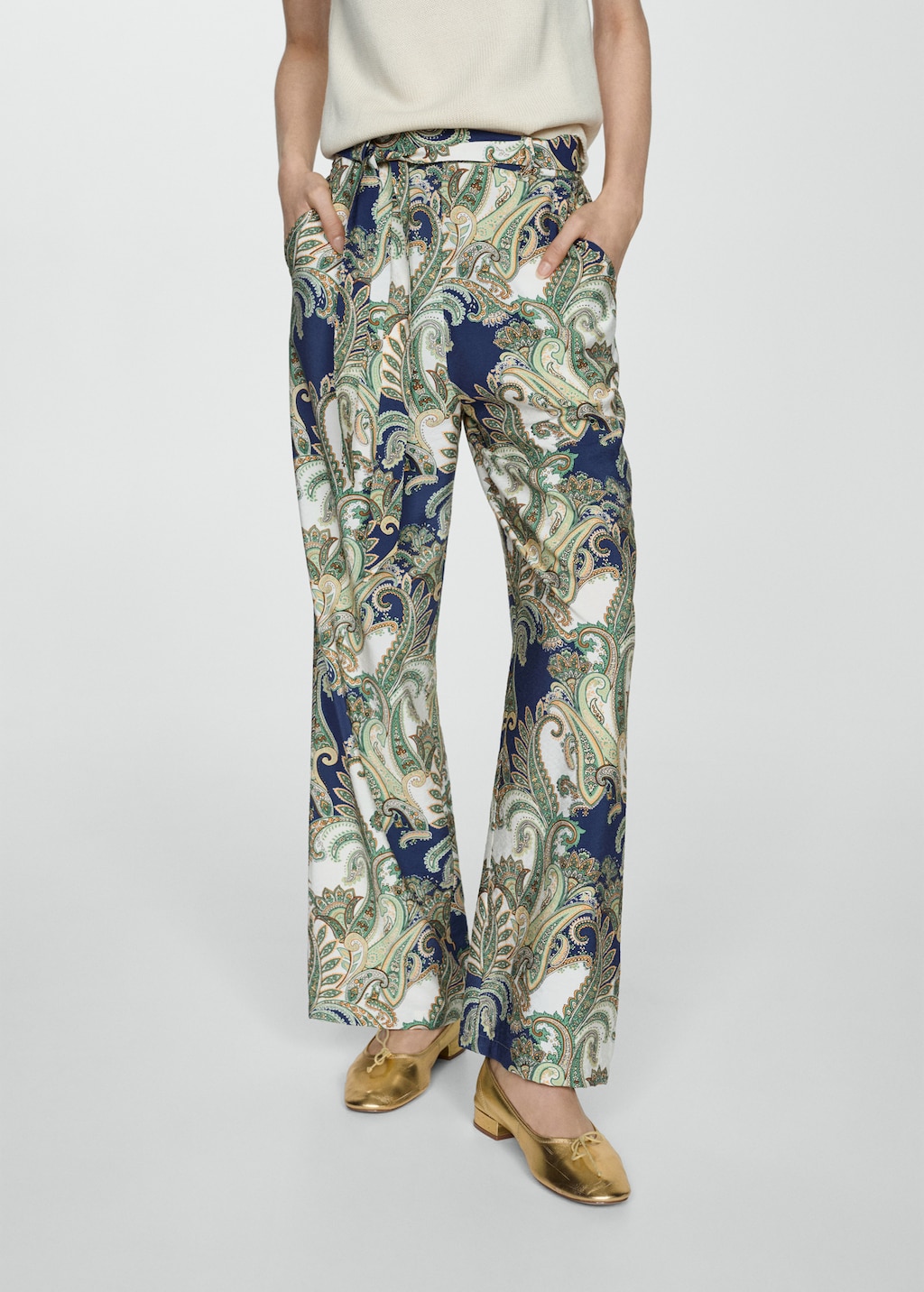 Printed trousers with bow - Medium plane