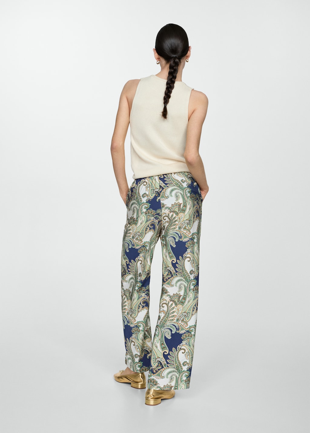 Printed trousers with bow - Reverse of the article