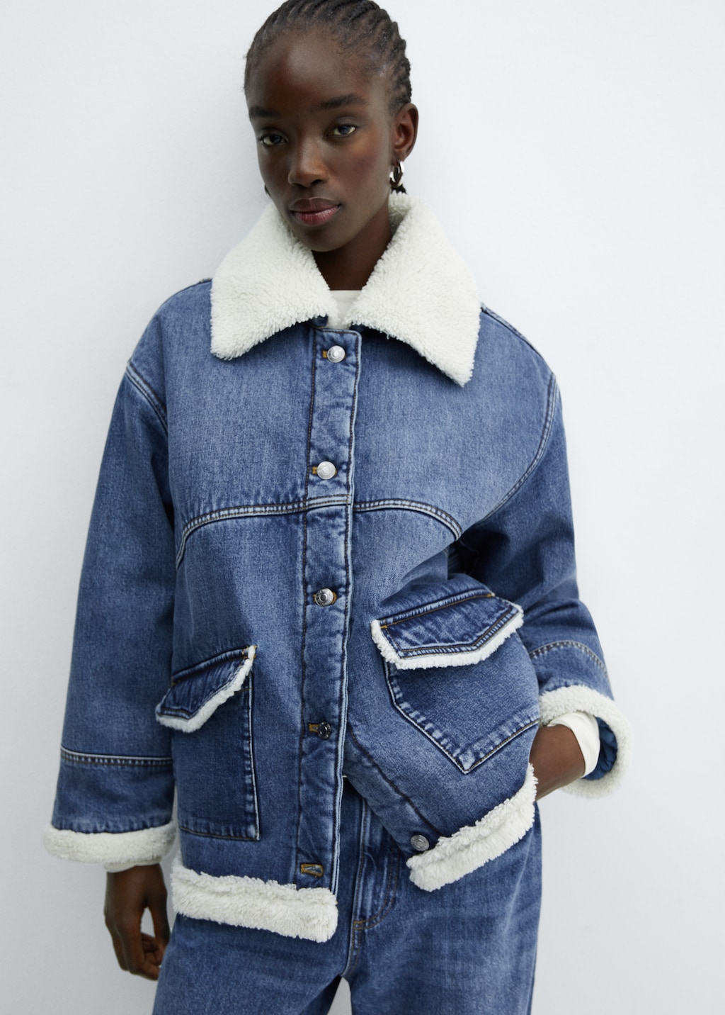 Oversized faux-shearling jacket - Medium plane