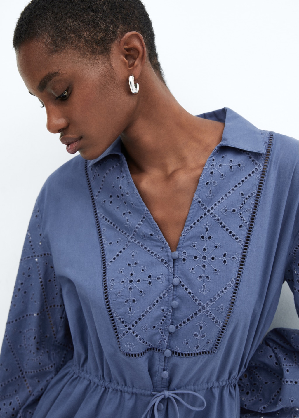 Embroidered details shirt dress - Details of the article 1