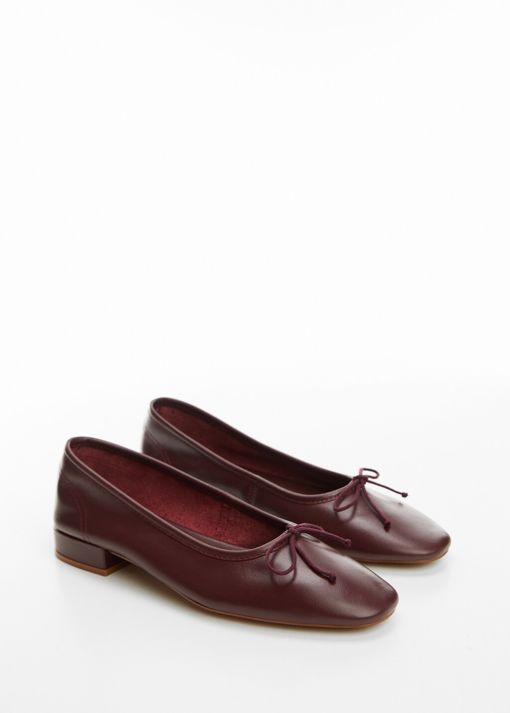 Leather ballet flats with bow - Medium plane