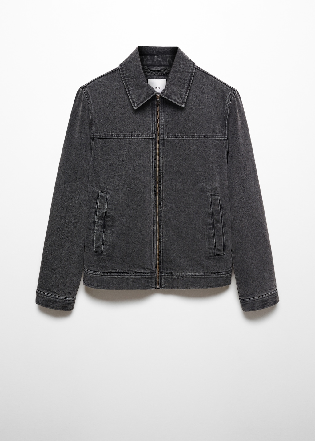 Denim jacket with shearling-effect lining - Article without model