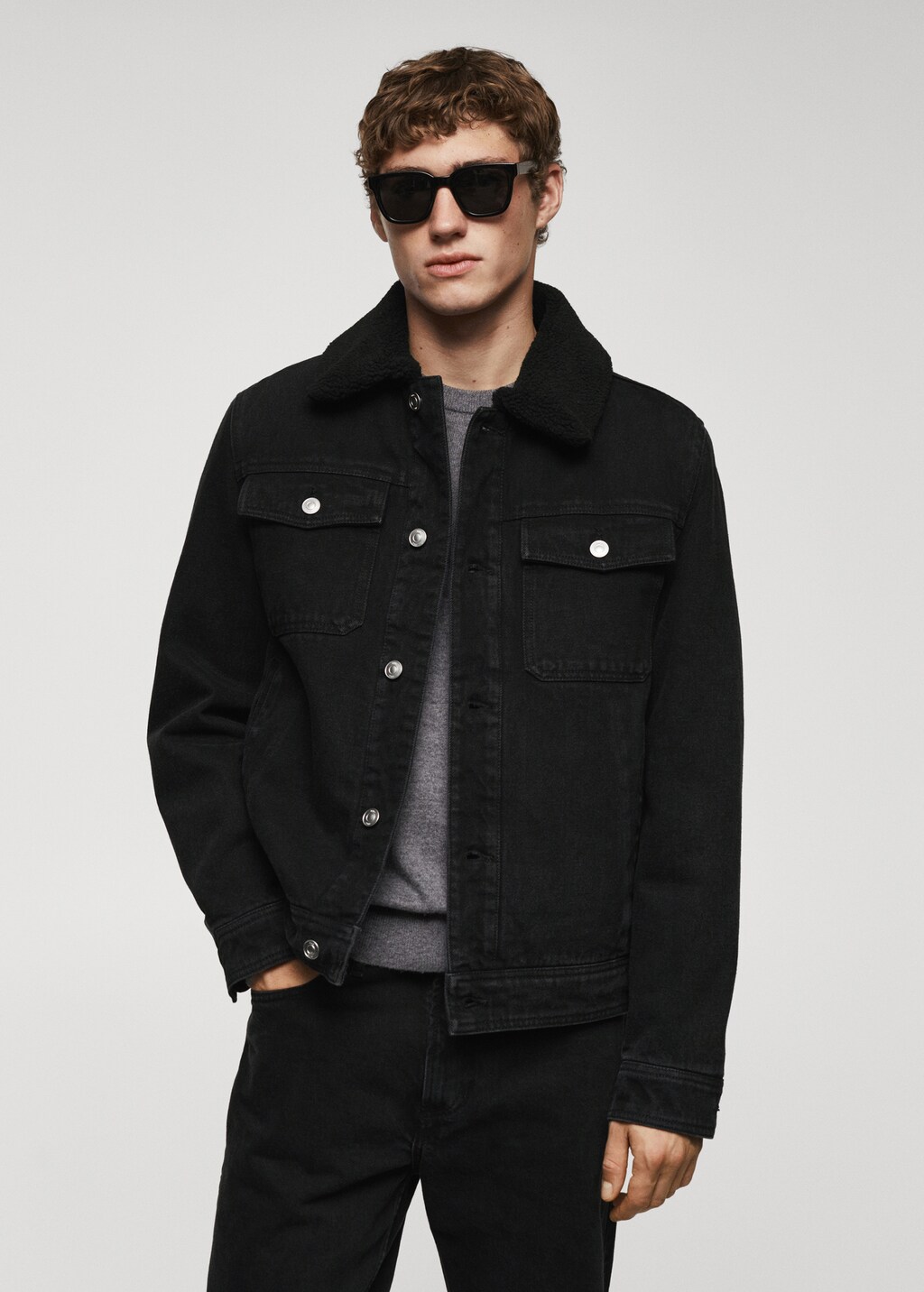 Shearling denim jacket - Medium plane