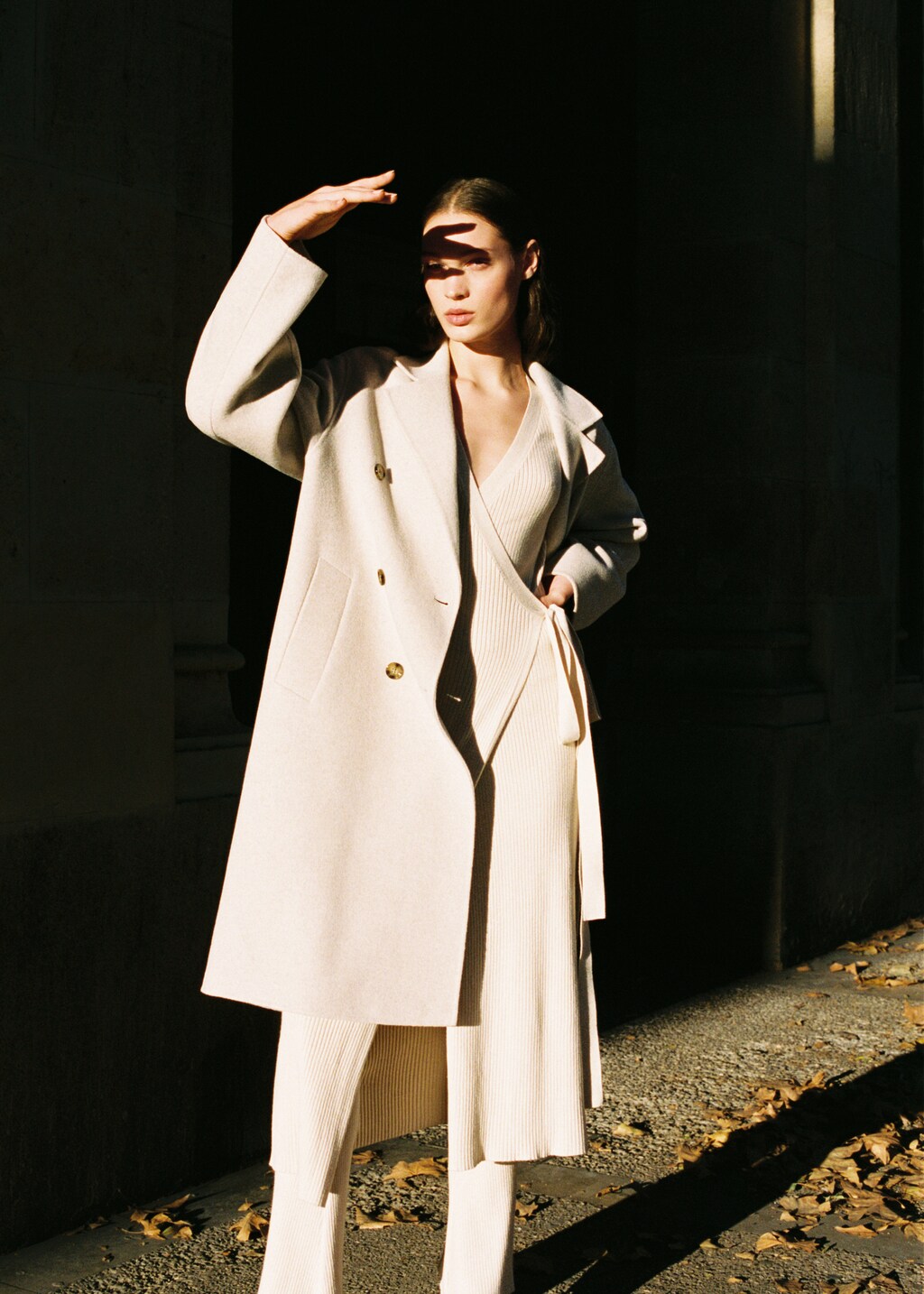 Oversized white wool coat on sale