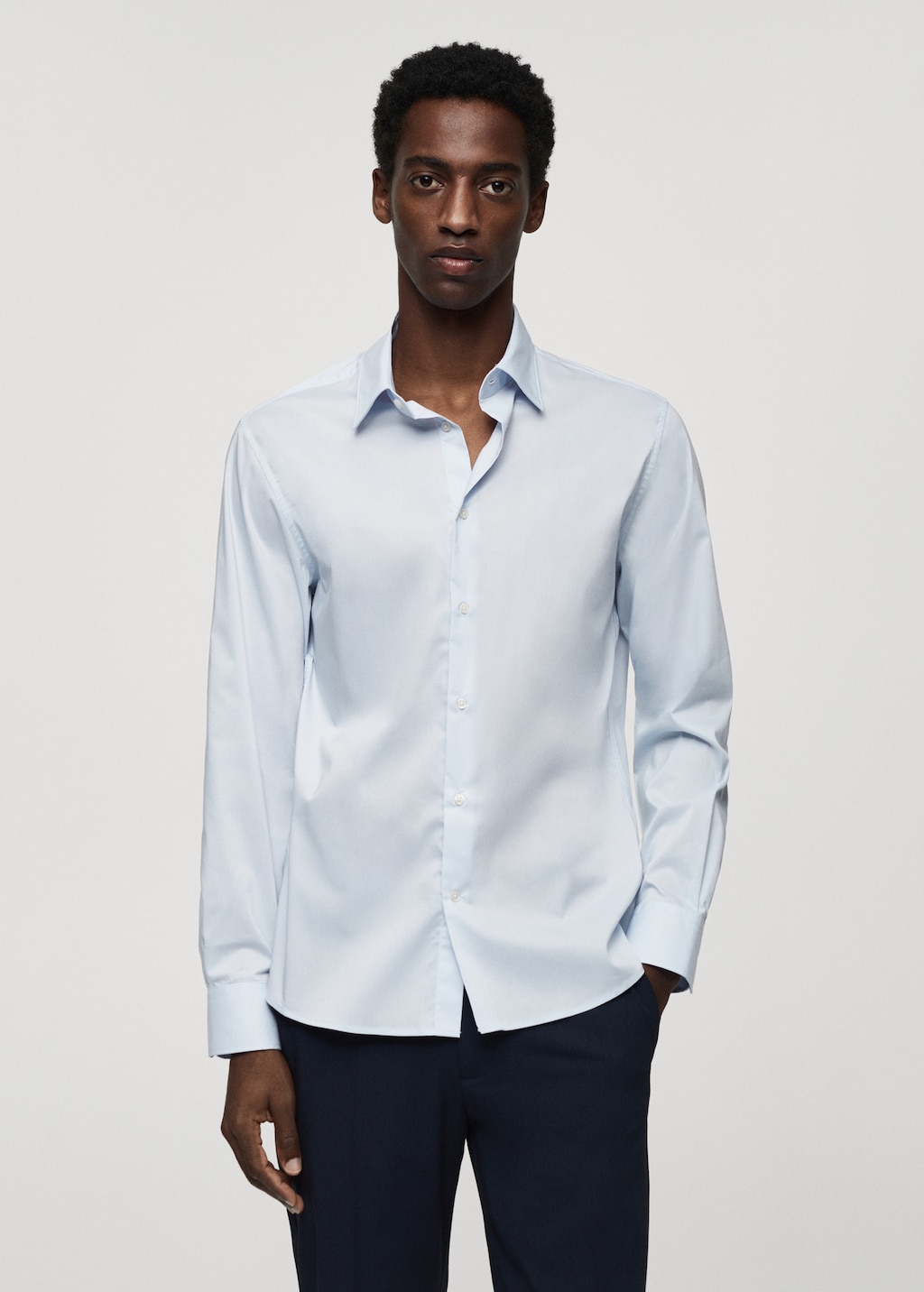 Slim fit stretch cotton shirt - Medium plane