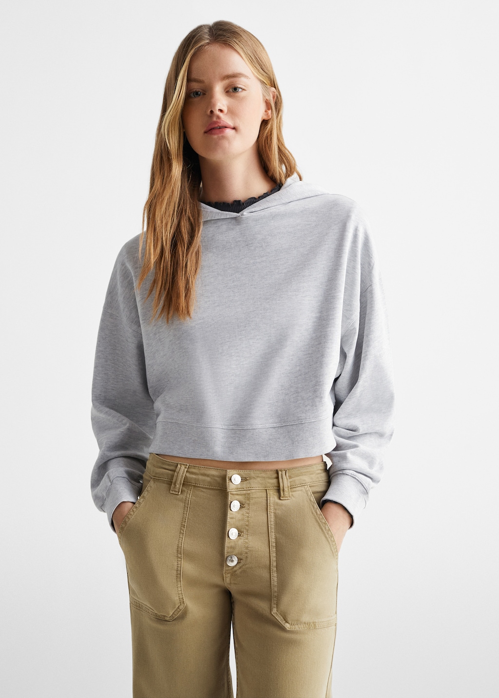 Cropped cotton sweatshirt