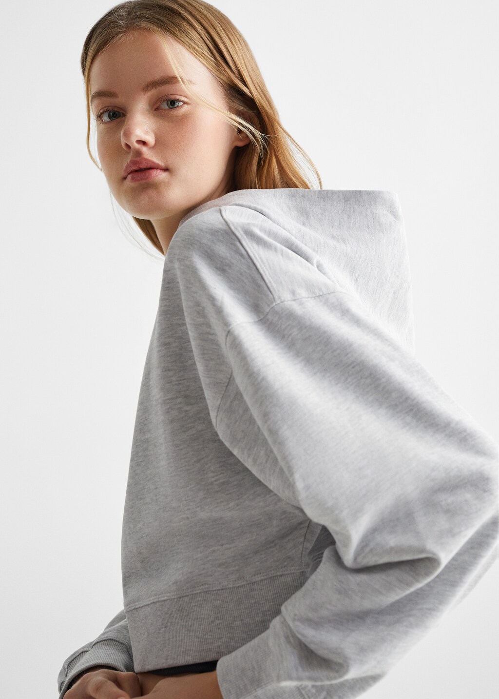 Cropped cotton sweatshirt - Details of the article 1