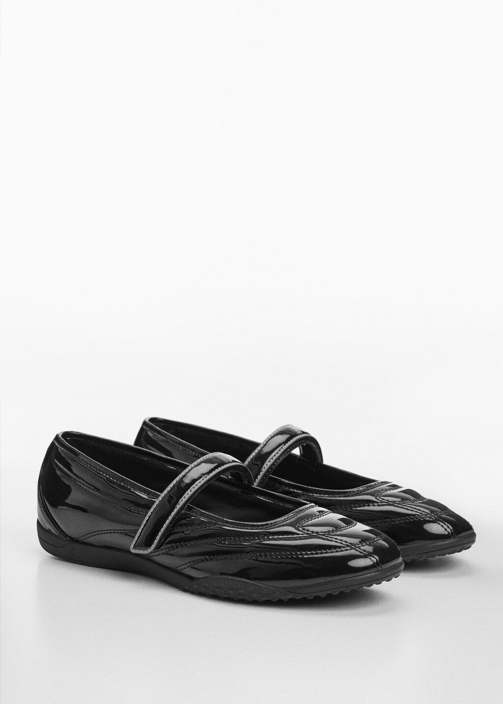 Patent leather-effect sports ballet flats - Medium plane