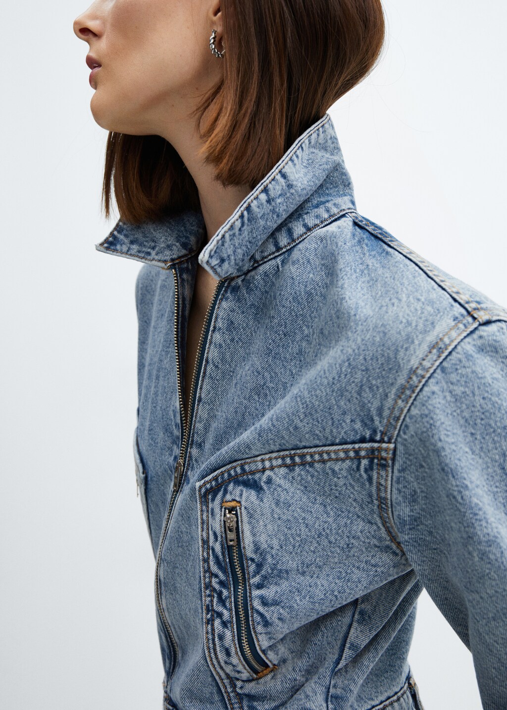 Denim zipper jumpsuit - Details of the article 1