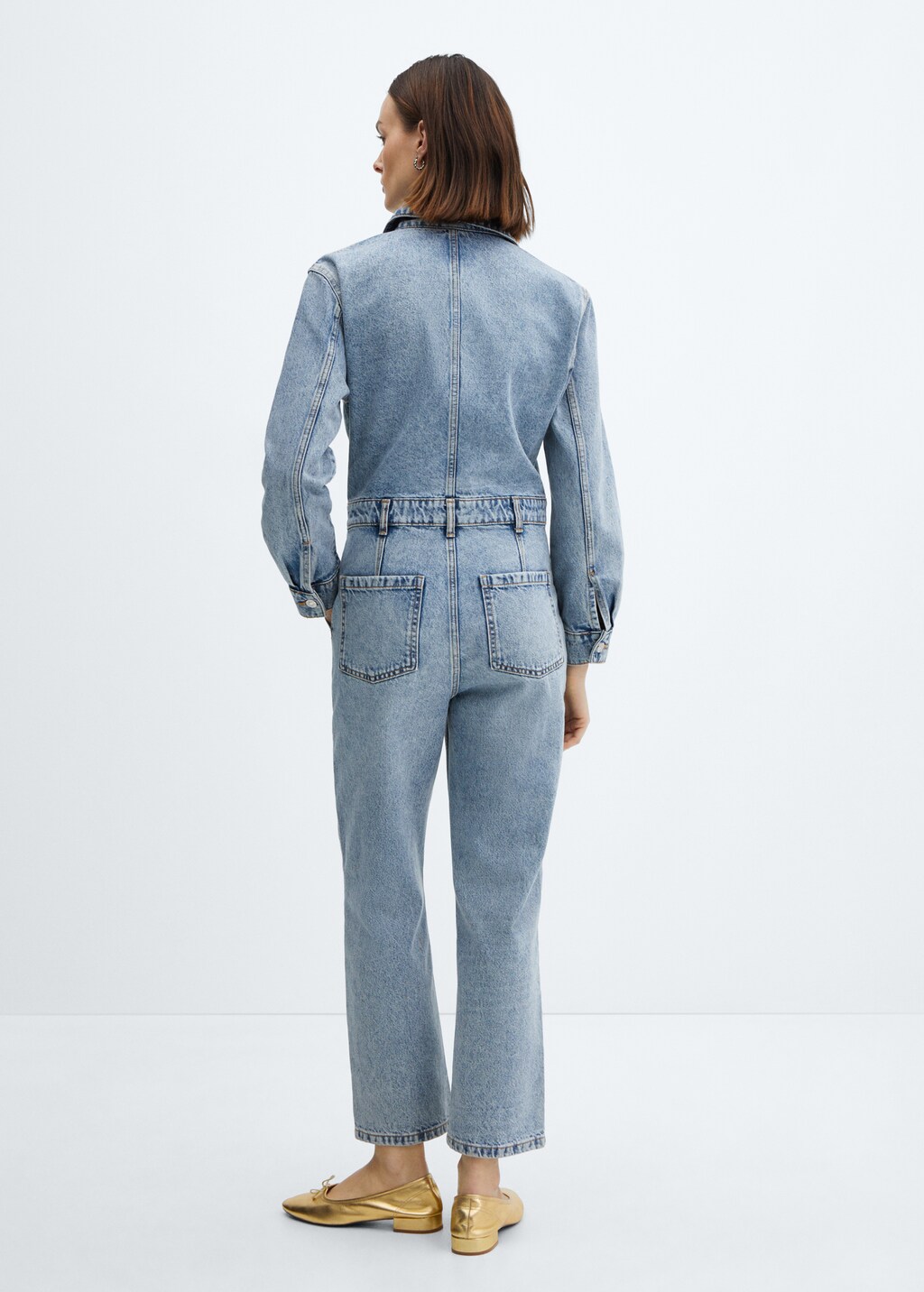 Denim zipper jumpsuit - Reverse of the article