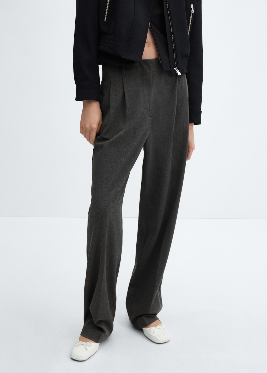 Wideleg pleated trousers - Medium plane