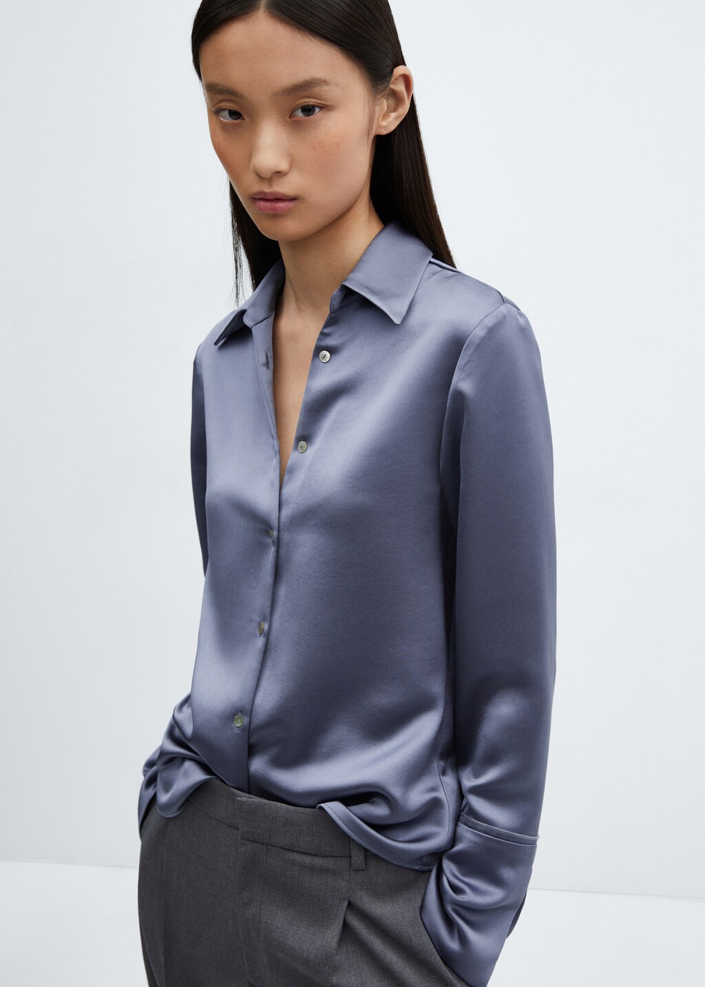 Satin buttoned shirt - Medium plane