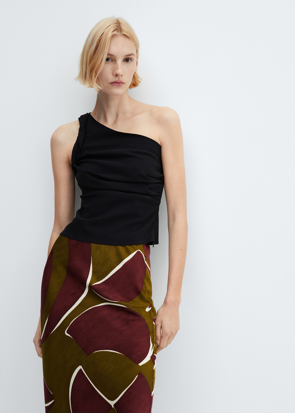 Midi satin skirt - Details of the article 1