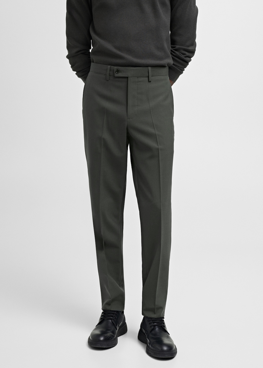 Slim fit wool suit trousers - Medium plane