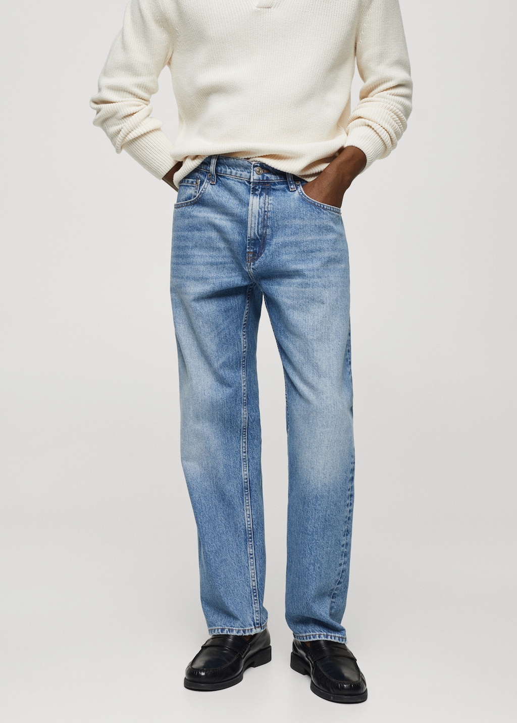 Regular-fit medium-wash jeans - Medium plane