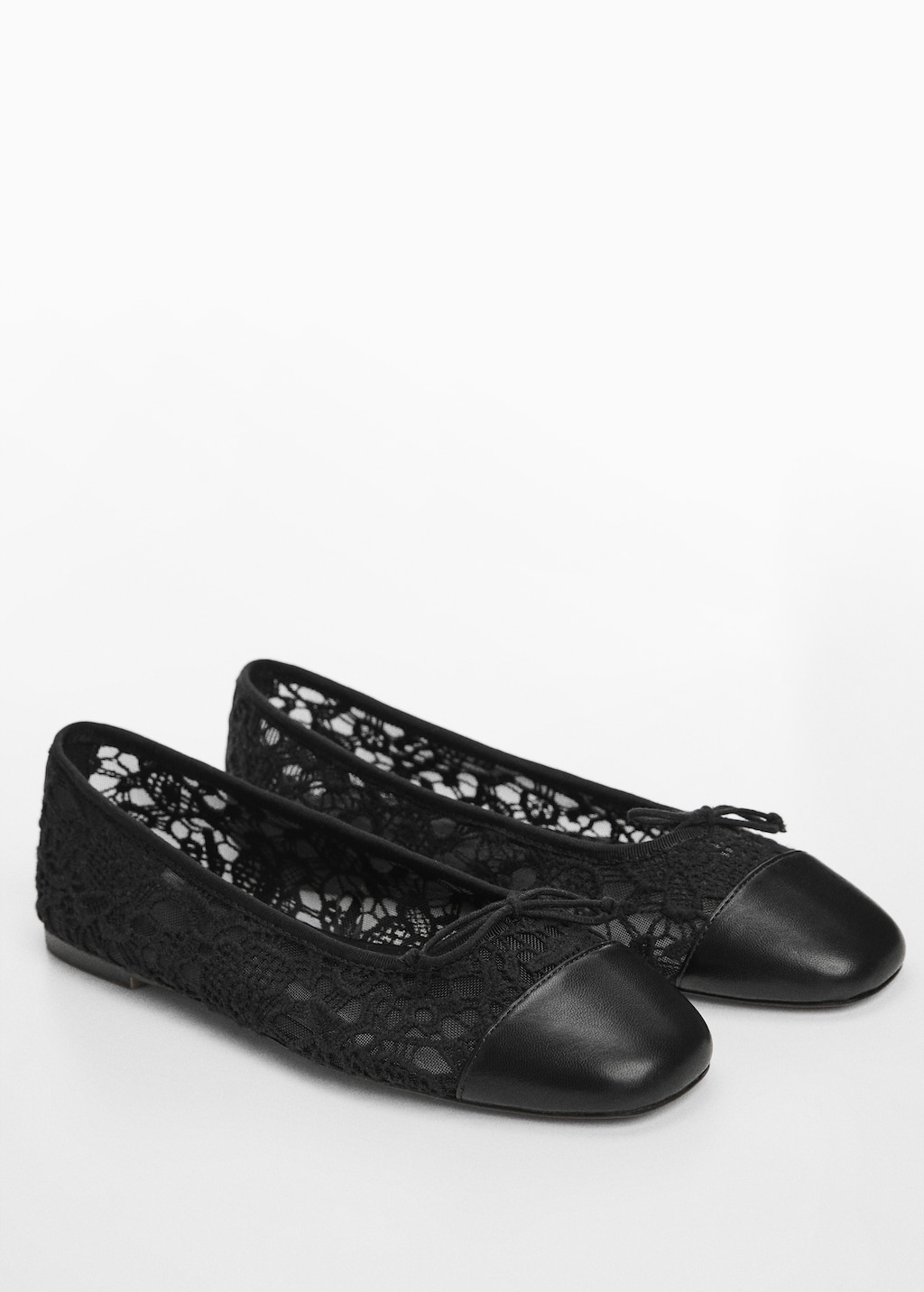 Lace ballet flats with bow - Medium plane