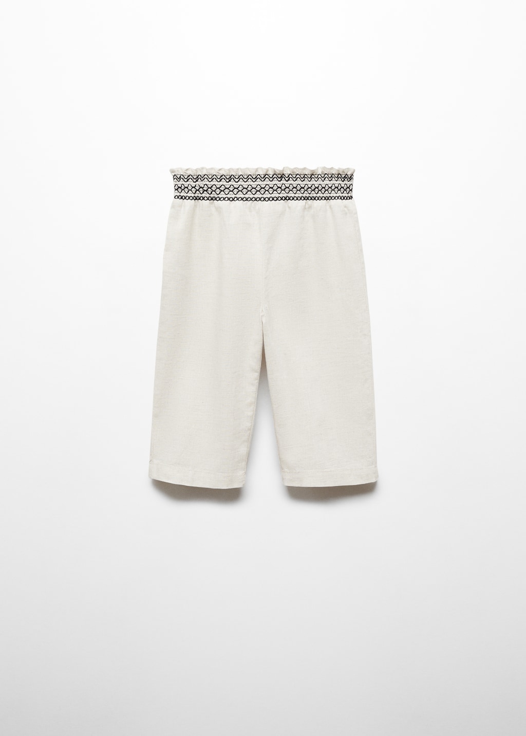 Linen-blend elastic waist trousers - Article without model